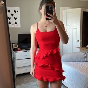 Red Ruffle Mini Dress